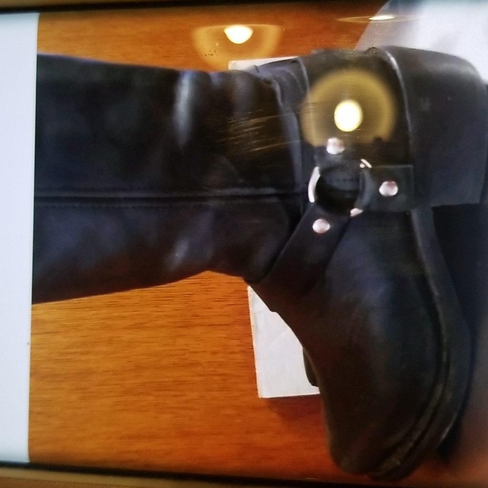 Black Moto Unisex Boots Sz 7c